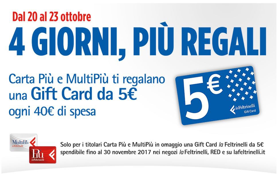 Gift Card La Feltrinelli in omaggio con acquisti Offerte e Promozioni